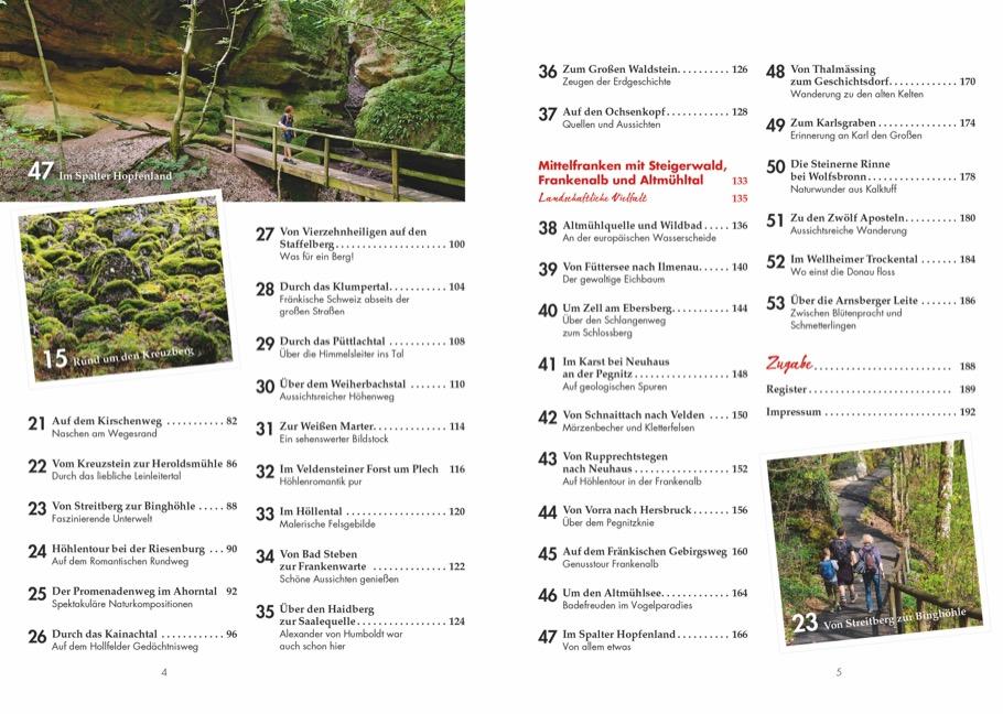 Beispielinhalt (Bild) Das Wanderbuch Franken