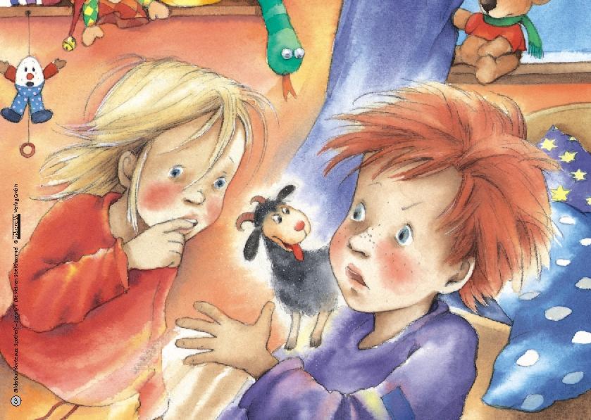 Beispielinhalt (Bild) Die kleinen Streithammel, Kamishibai-Bilderbuch-Karten