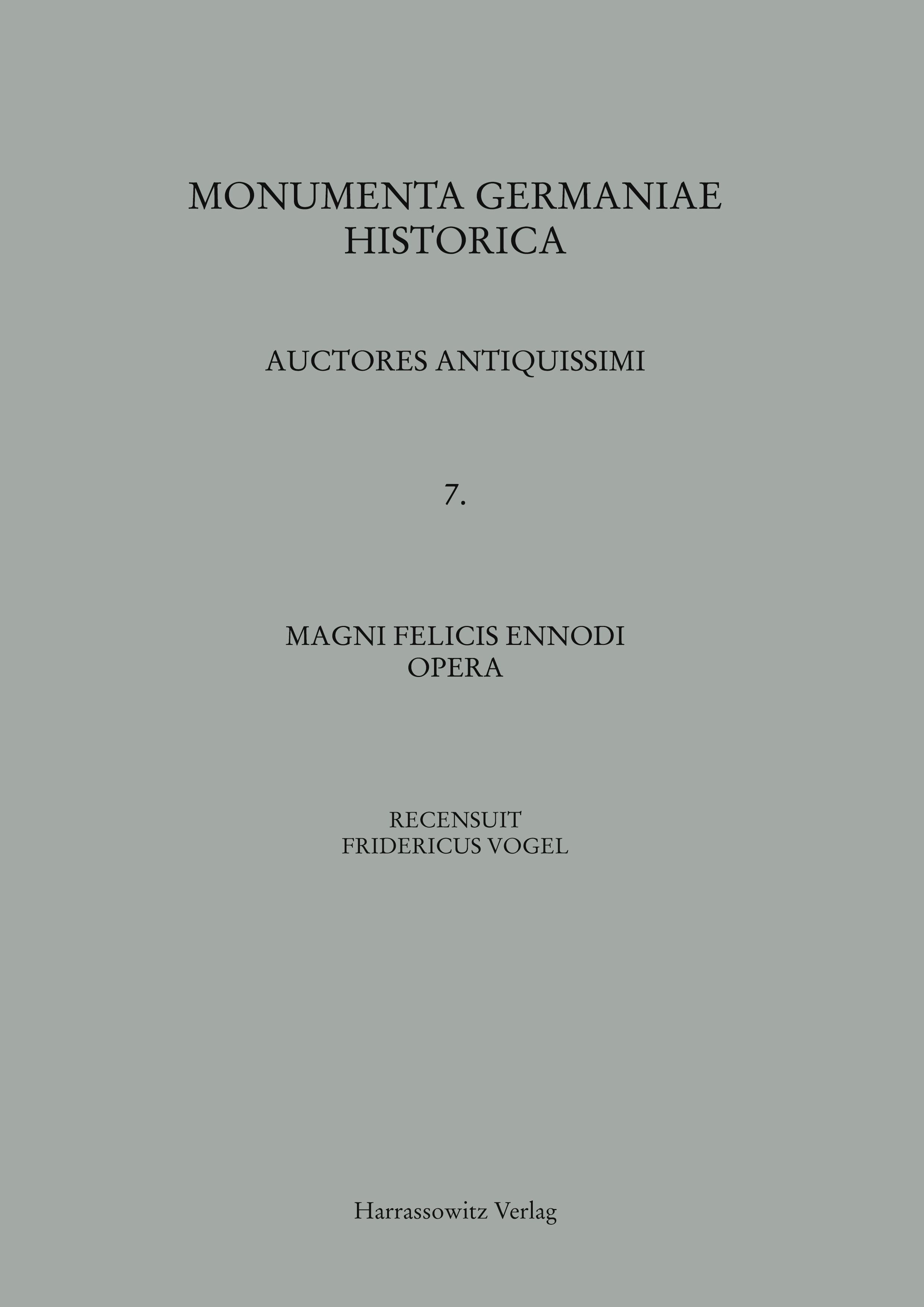 Vorderes Coverbild Magni Felicis Ennodi Opera