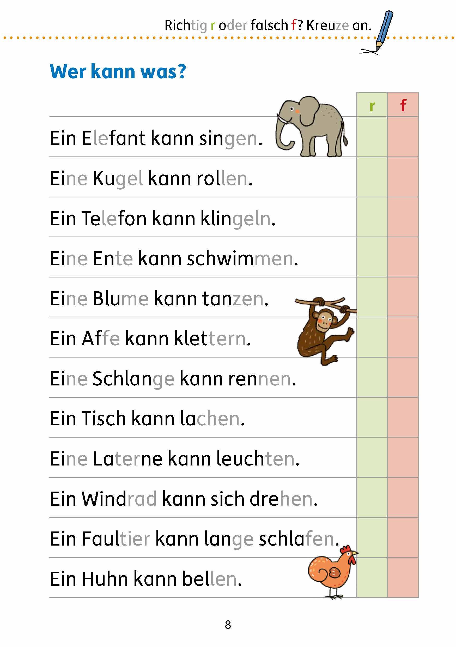 Beispielinhalt (Bild) Mein Übungsheft Lesen 1. Klasse - Vom Satz zum Text