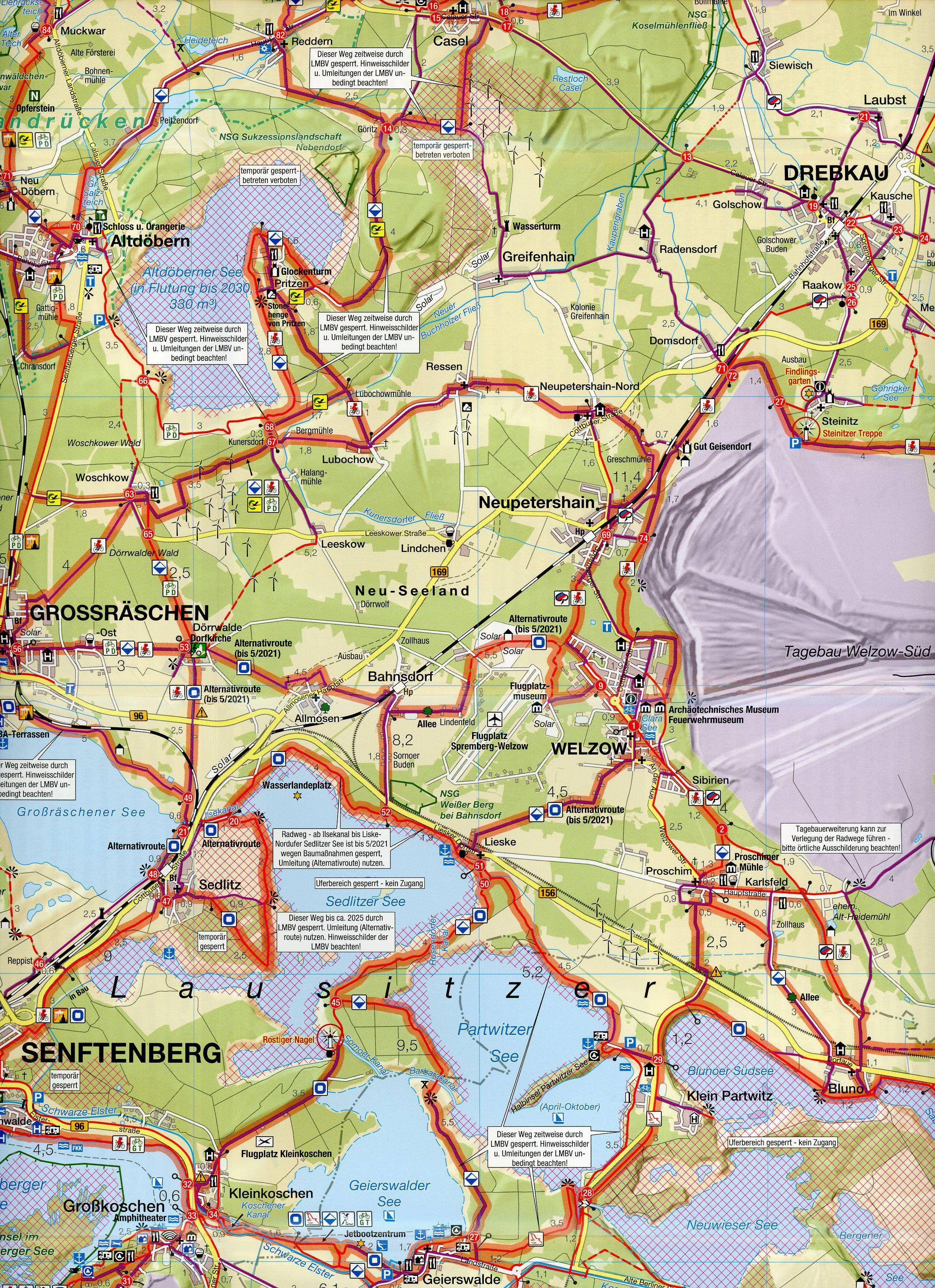 Beispielinhalt (Bild) Fahrradkarte Lausitzer Seenland 1:75.000