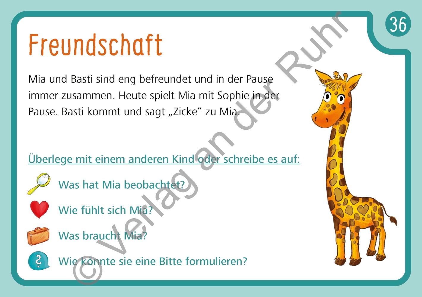 Beispielinhalt (Bild) Unsere Giraffen-Kartei - Kinder üben selbstständig gewaltfreie Kommunikation mit der Giraffensprache