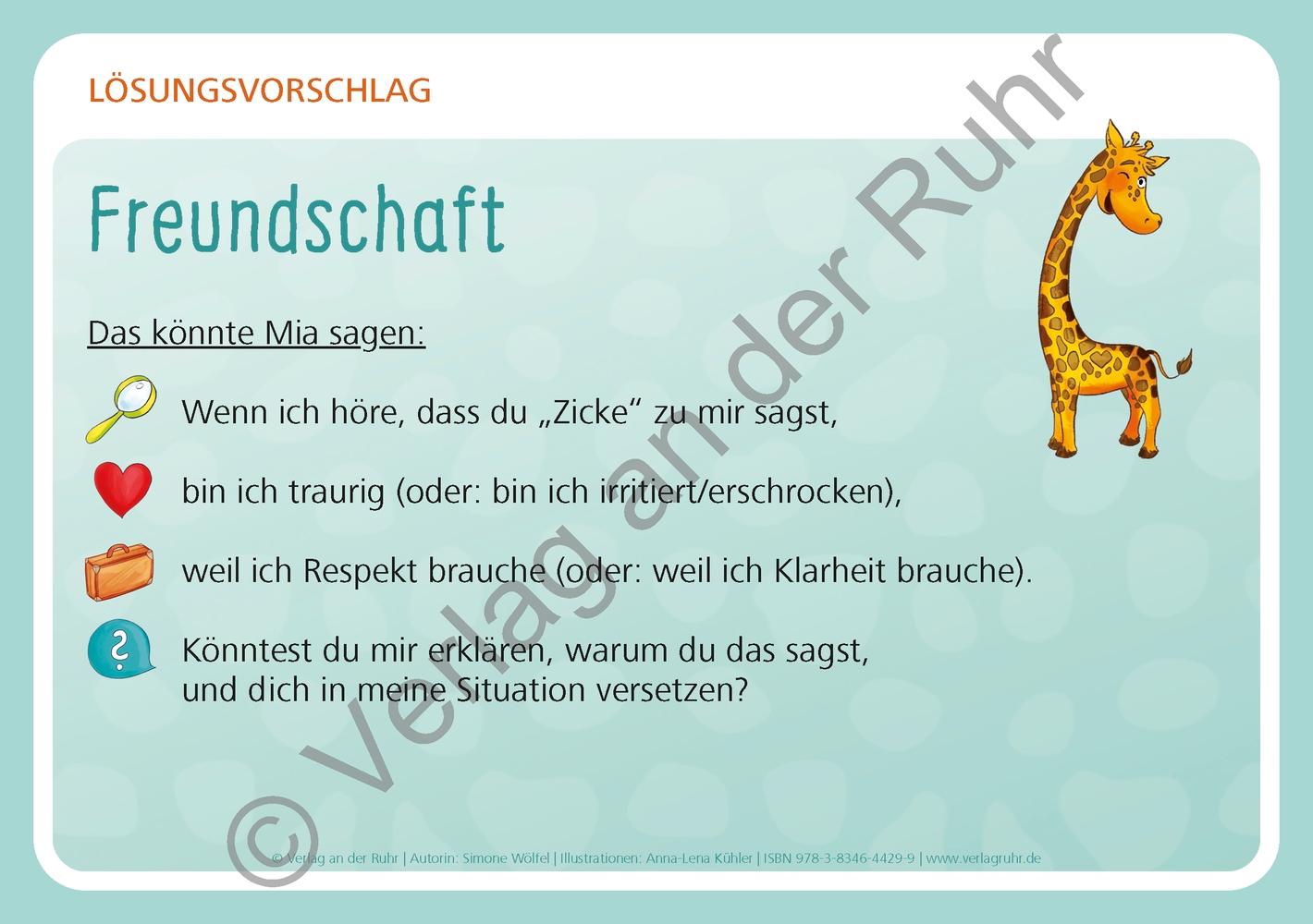 Beispielinhalt (Bild) Unsere Giraffen-Kartei - Kinder üben selbstständig gewaltfreie Kommunikation mit der Giraffensprache