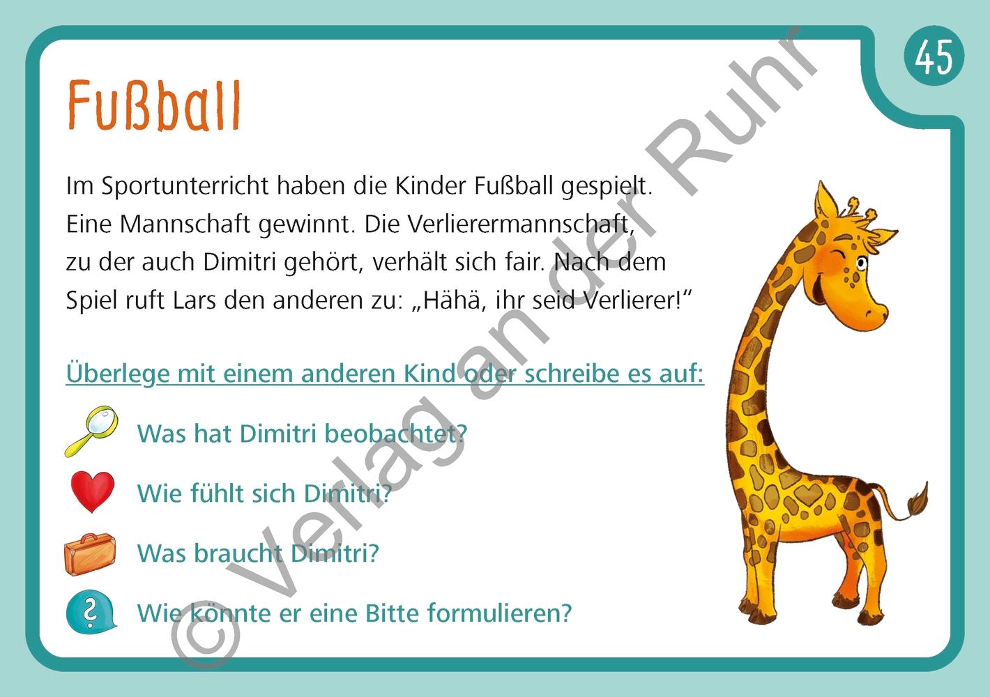 Beispielinhalt (Bild) Unsere Giraffen-Kartei - Kinder üben selbstständig gewaltfreie Kommunikation mit der Giraffensprache