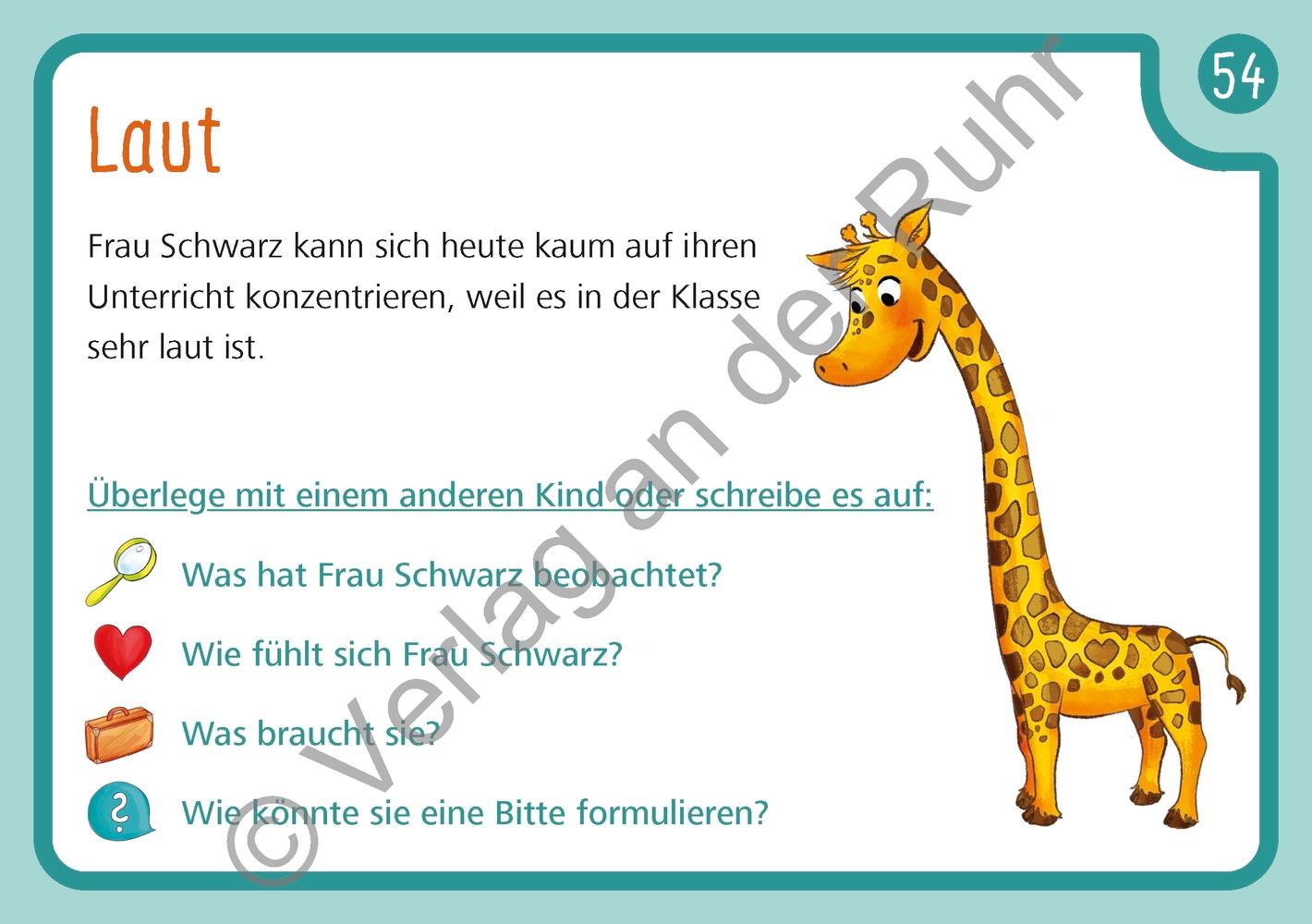 Beispielinhalt (Bild) Unsere Giraffen-Kartei - Kinder üben selbstständig gewaltfreie Kommunikation mit der Giraffensprache