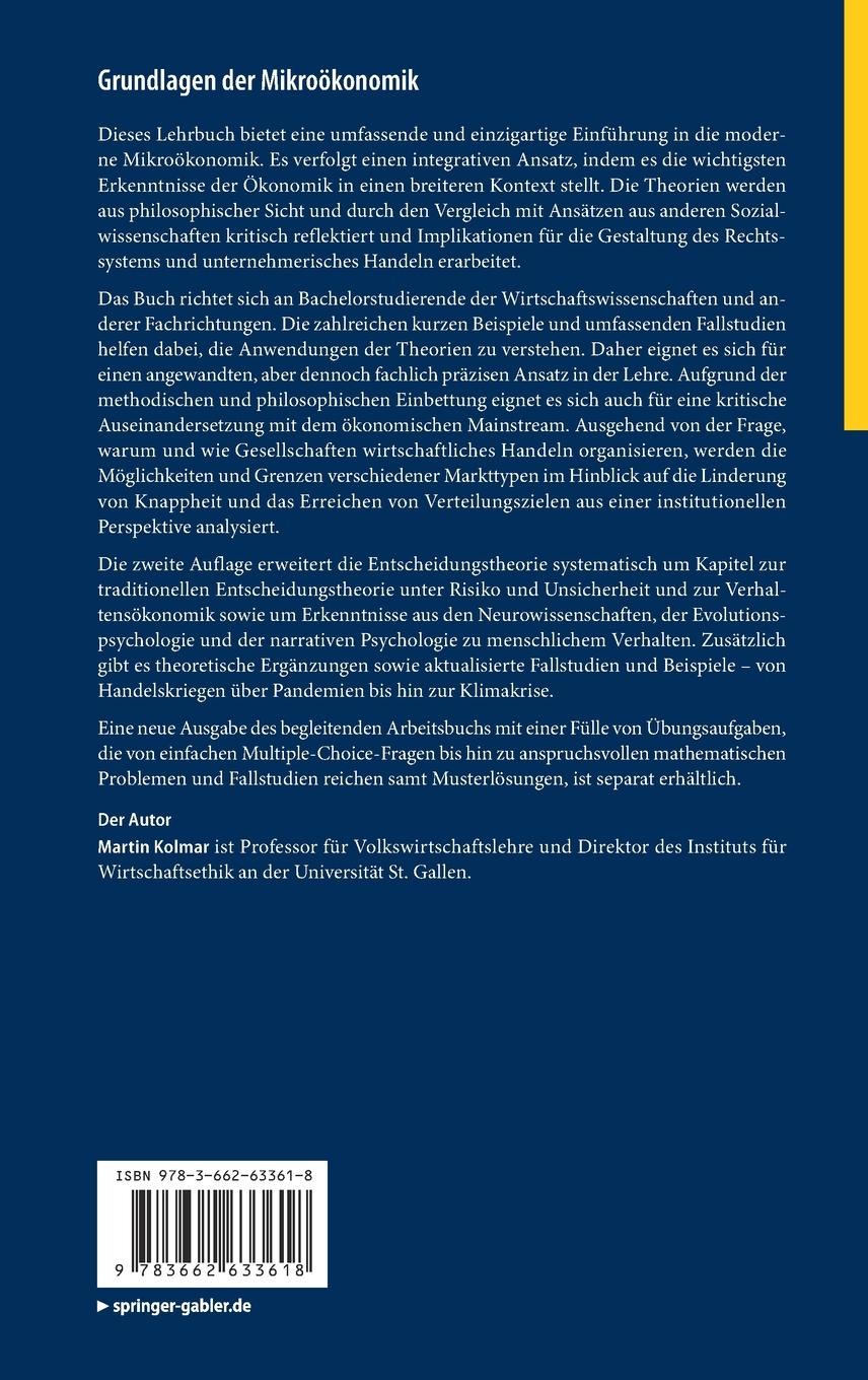 Rückseitencover Grundlagen der Mikroökonomik