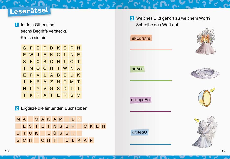 Beispielinhalt (Bild) Wieso? Weshalb? Warum? Erstleser: Vulkane (Band 2)