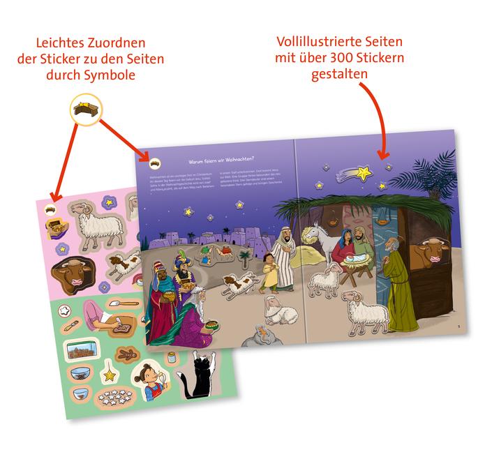 Beispielinhalt (Bild) Wieso? Weshalb? Warum? Stickerheft: Weihnachten