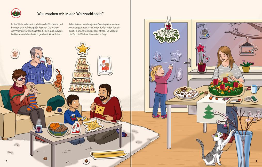 Beispielinhalt (Bild) Wieso? Weshalb? Warum? Stickerheft: Weihnachten