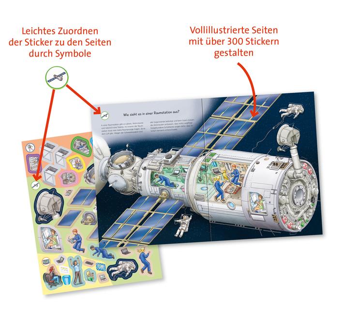 Beispielinhalt (Bild) Wieso? Weshalb? Warum? Stickerheft: Weltraum