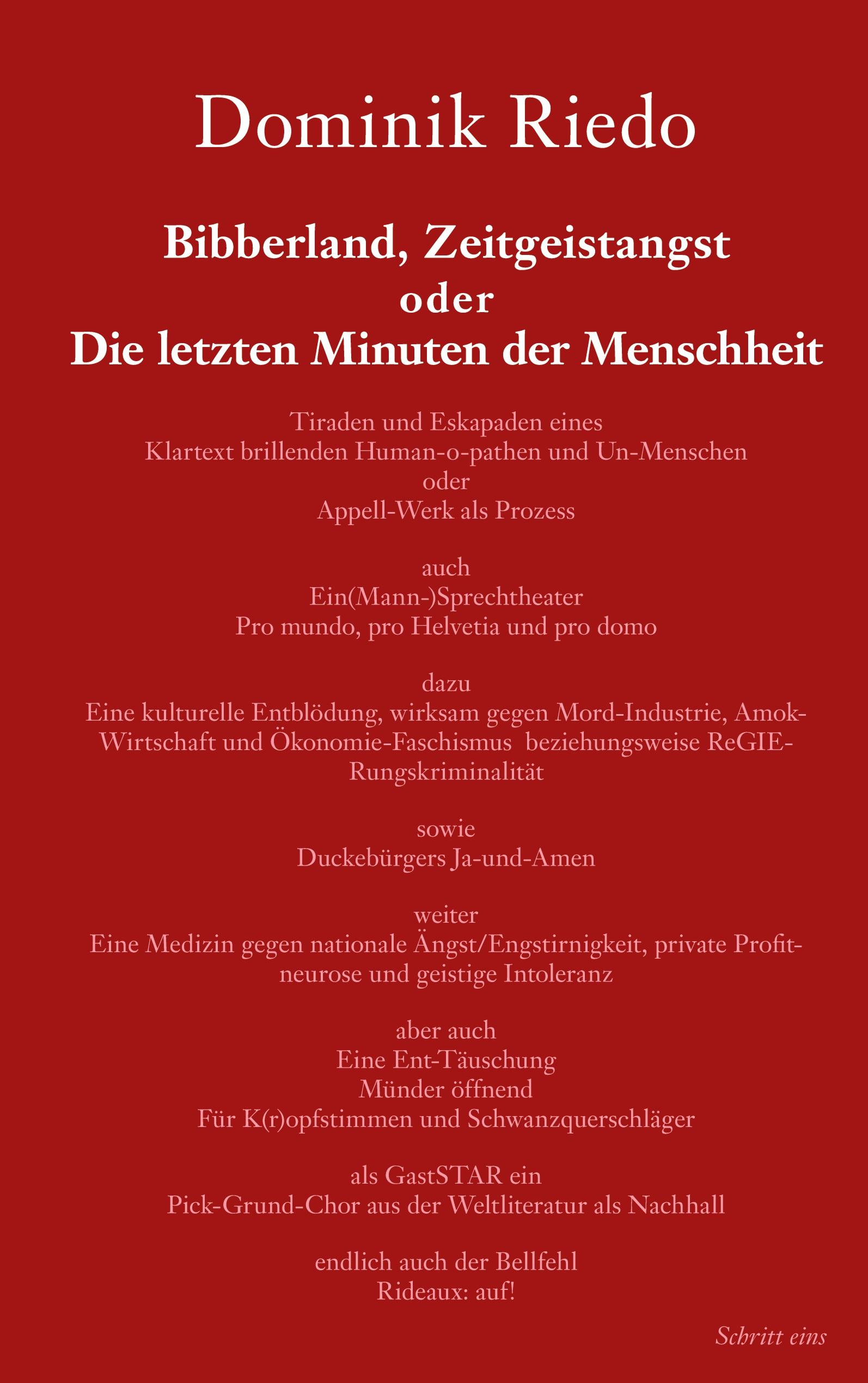 Vorderes Coverbild Bibberland, Zeitgeistangst oder Die letzten Minuten der Menschheit