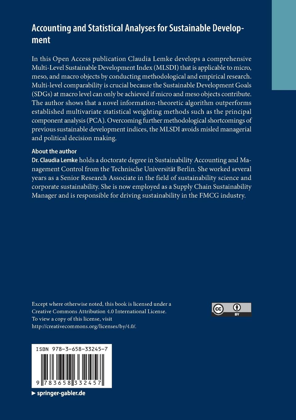 Rückseitencover Accounting and Statistical Analyses for Sustainable Development