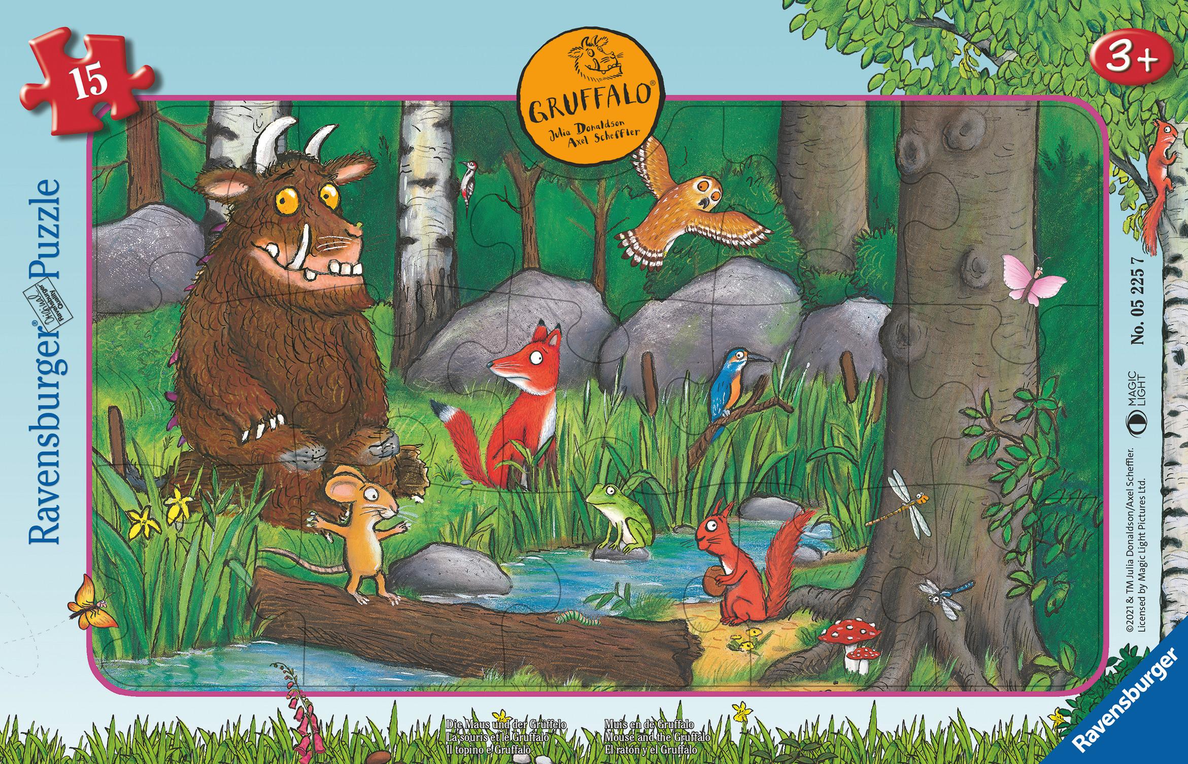 Vorderes Coverbild Ravensburger Kinderpuzzle 05225 - Die Maus und der Grüffelo - 15 Teile Rahmenpuzzle für Kinder ab 3 Jahren