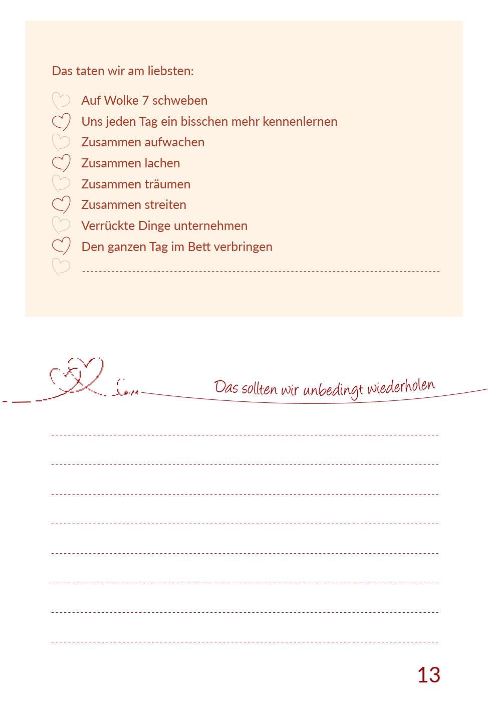 Beispielinhalt (Bild) Weil wir uns lieben - Ein Erinnerungsbuch zum Ausfüllen und Verschenken