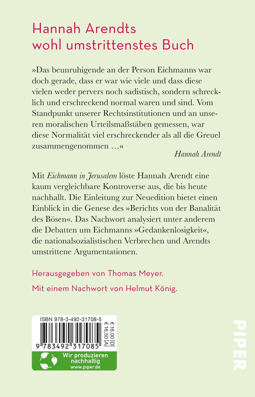 Rückseitencover Eichmann in Jerusalem