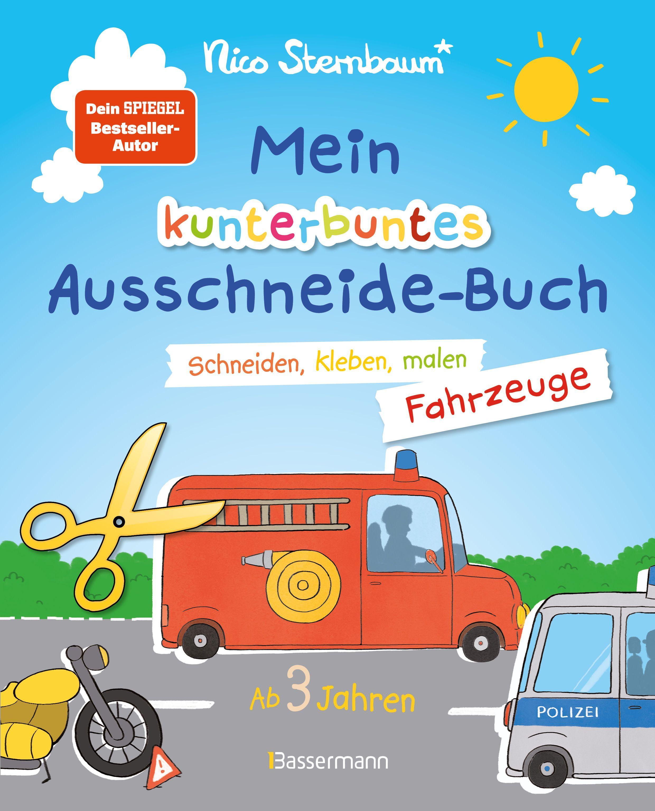 Vorderes Coverbild Mein kunterbuntes Ausschneidebuch - Fahrzeuge. Schneiden, kleben, malen ab 3 Jahren. Mit Scherenführerschein