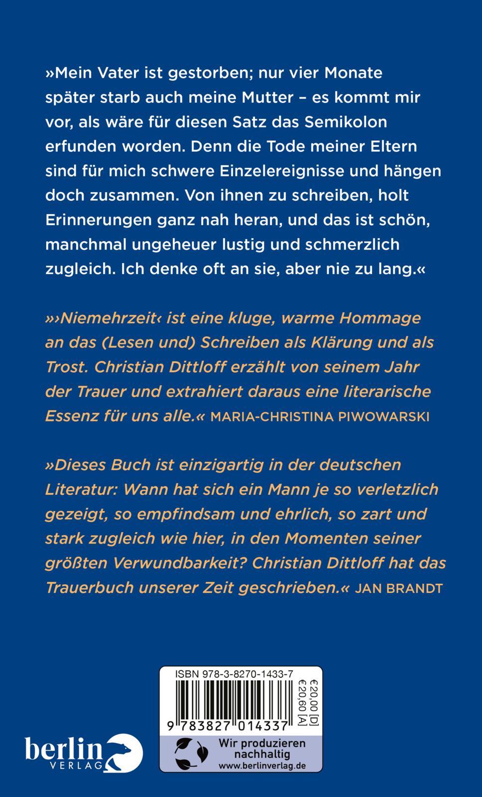 Rückseitencover Niemehrzeit