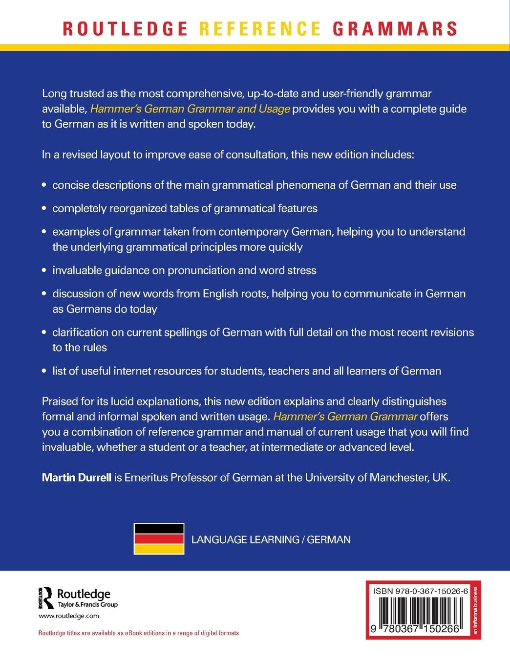 Rückseitencover Hammer's German Grammar and Usage