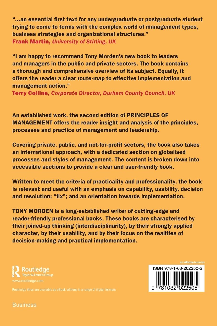 Rückseitencover Principles of Management