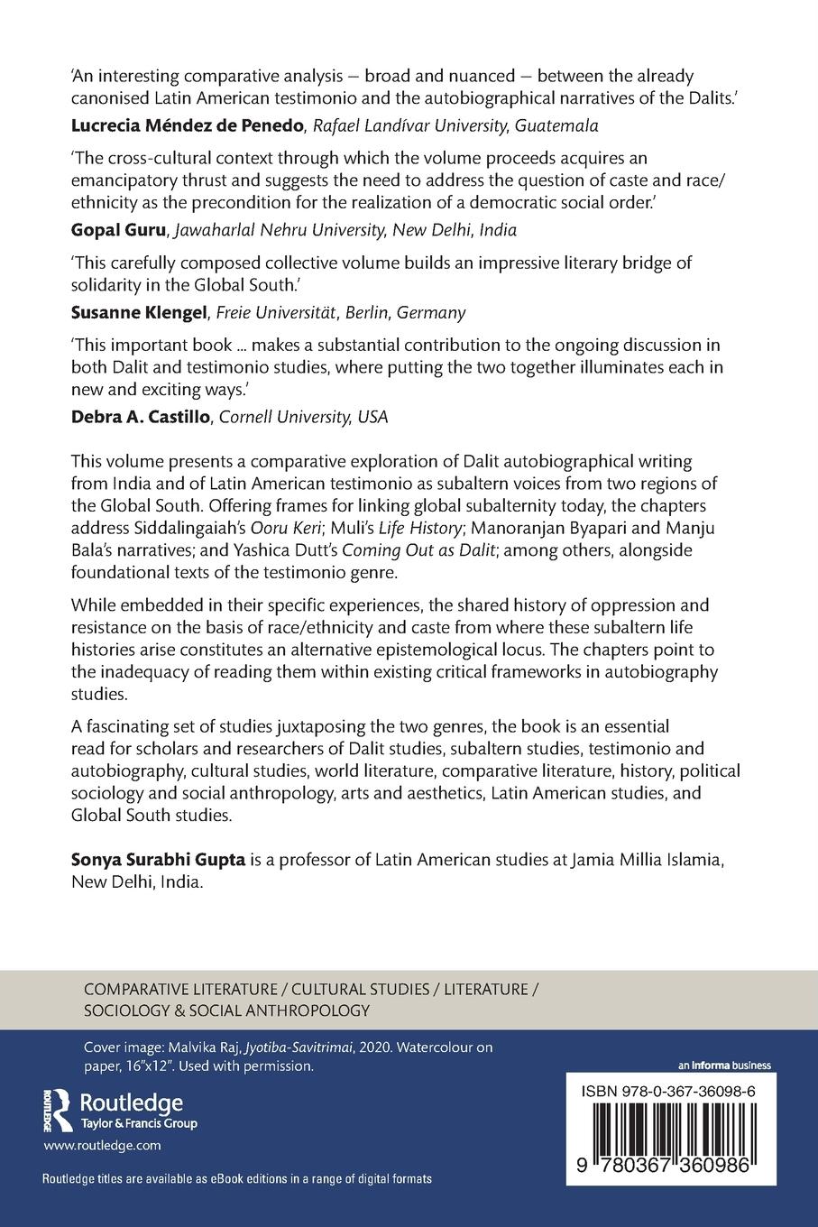 Rückseitencover Subalternities in India and Latin America