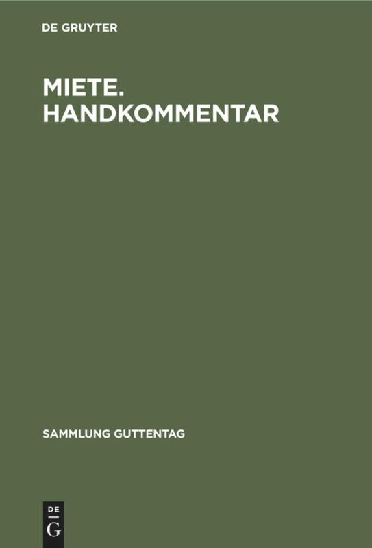 Vorderes Coverbild Miete. Handkommentar