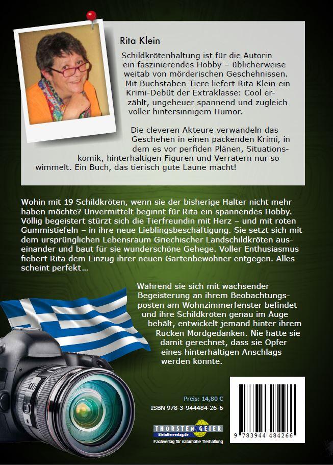 Rückseitencover Buchstaben-Tiere. Ein Schildkröten-Krimi