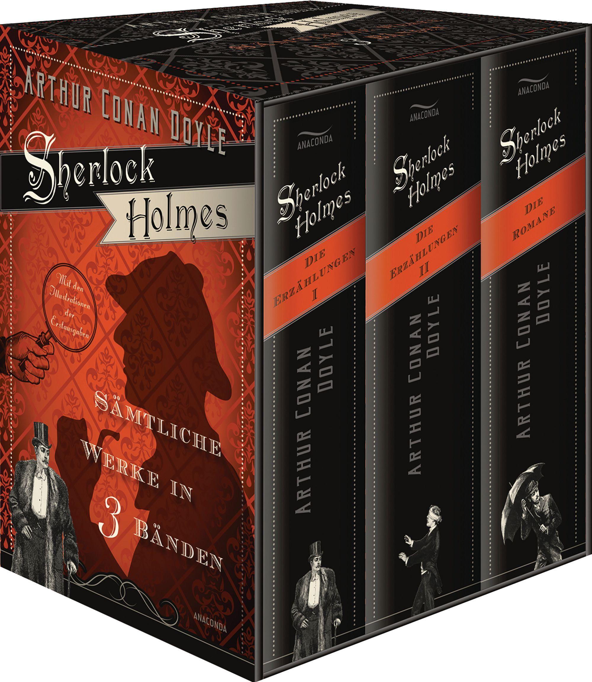 Vorderes Coverbild Sherlock Holmes - Sämtliche Werke in 3 Bänden (Die Erzählungen I, Die Erzählungen II, Die Romane) (3 Bände im Schuber)