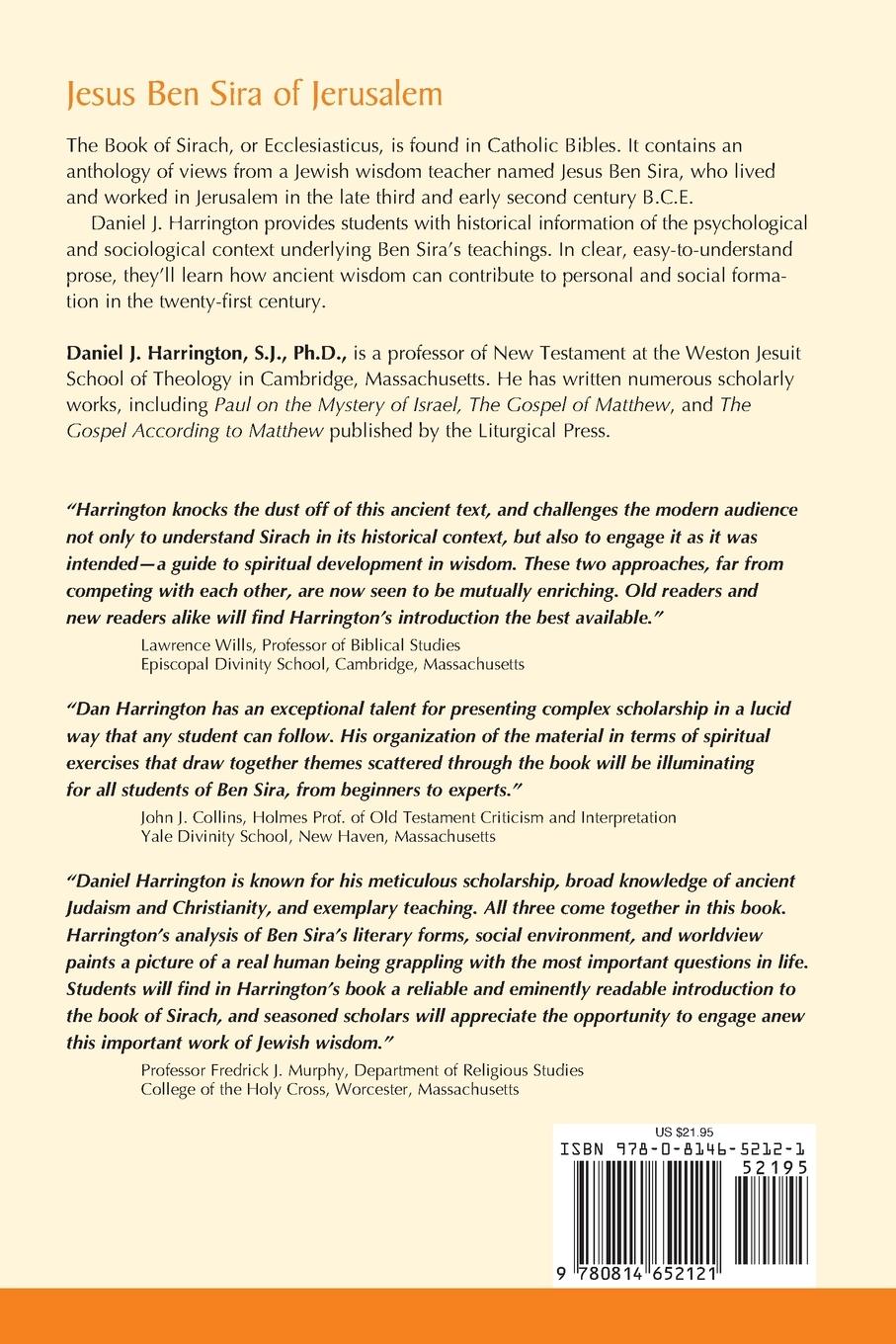 Rückseitencover Jesus Ben Sira of Jerusalem