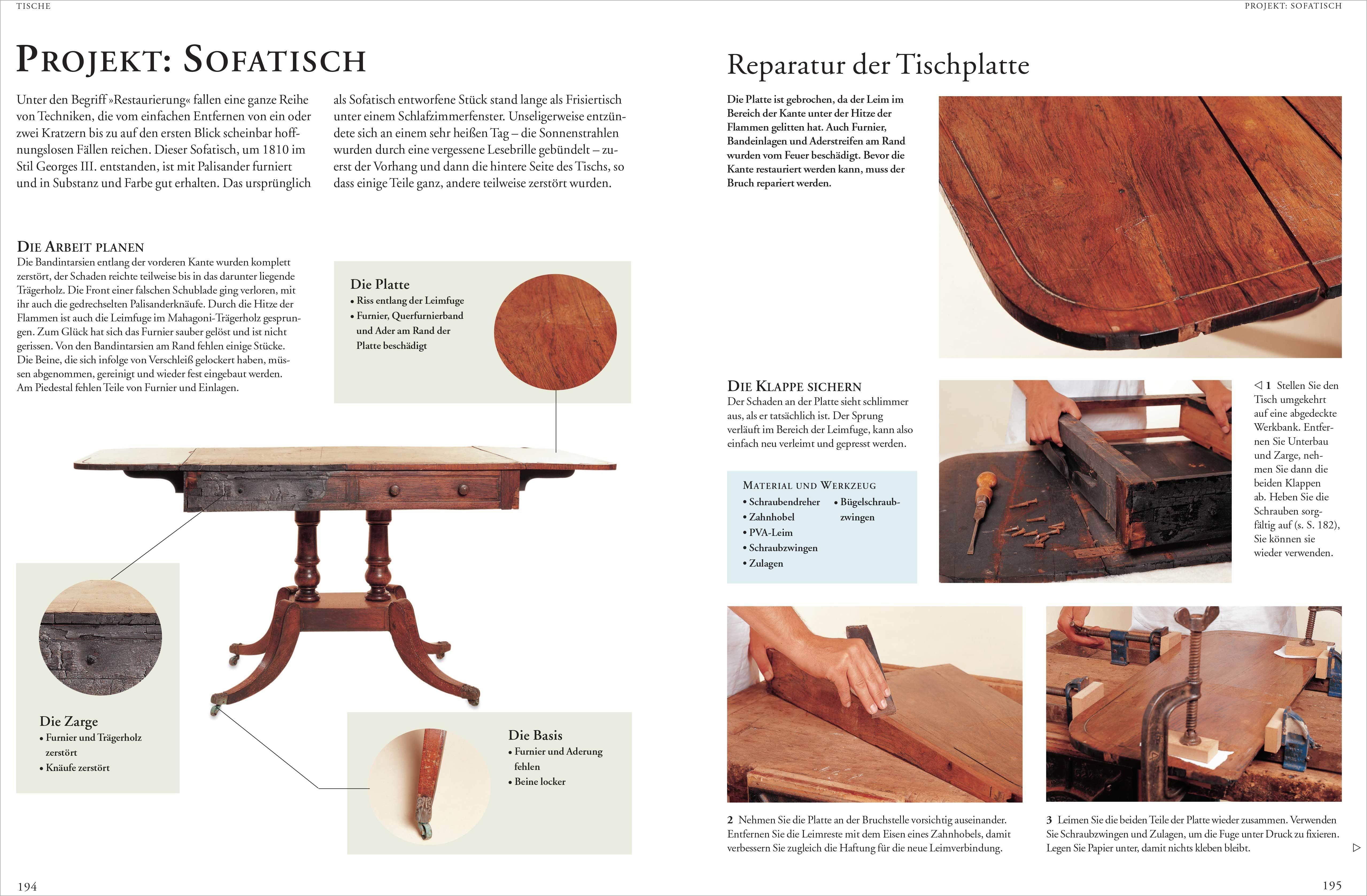 Beispielinhalt (Bild) Das große Handbuch der Möbelrestaurierung. Selbst restaurieren, reparieren, aufarbeiten, pflegen - Schritt für Schritt