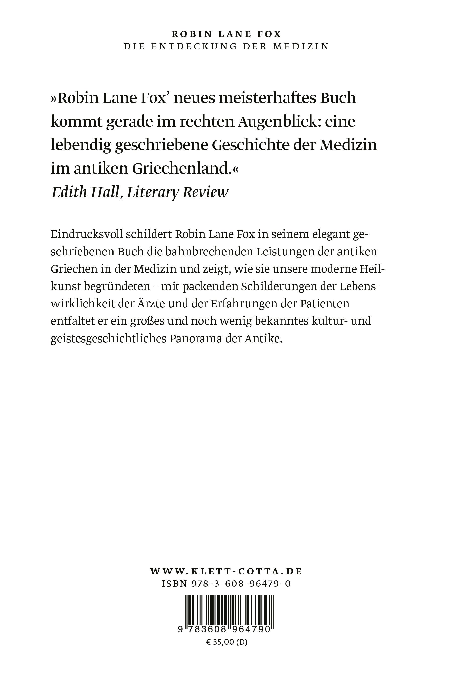 Rückseitencover Die Entdeckung der Medizin