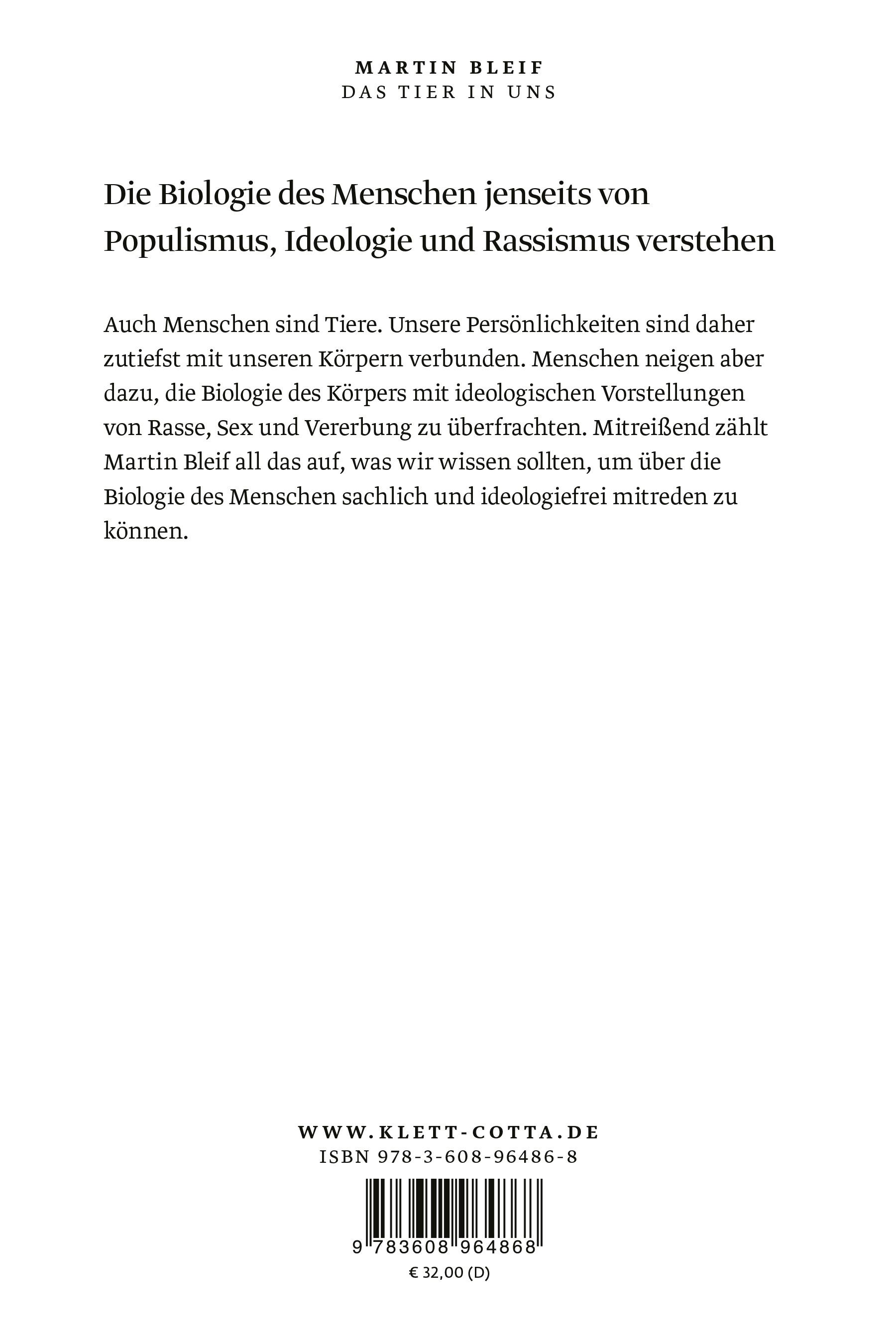 Rückseitencover Das Tier in uns
