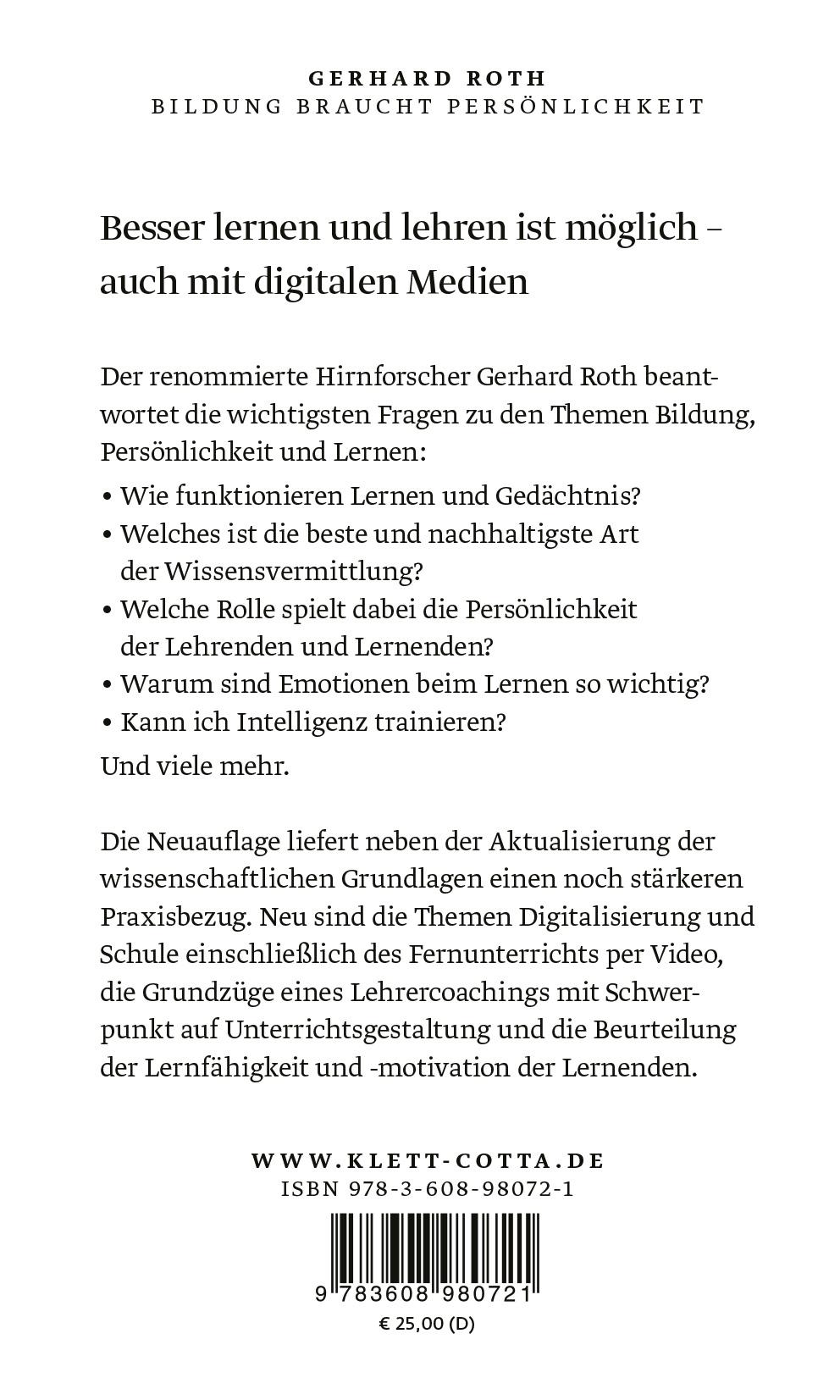 Rückseitencover Bildung braucht Persönlichkeit