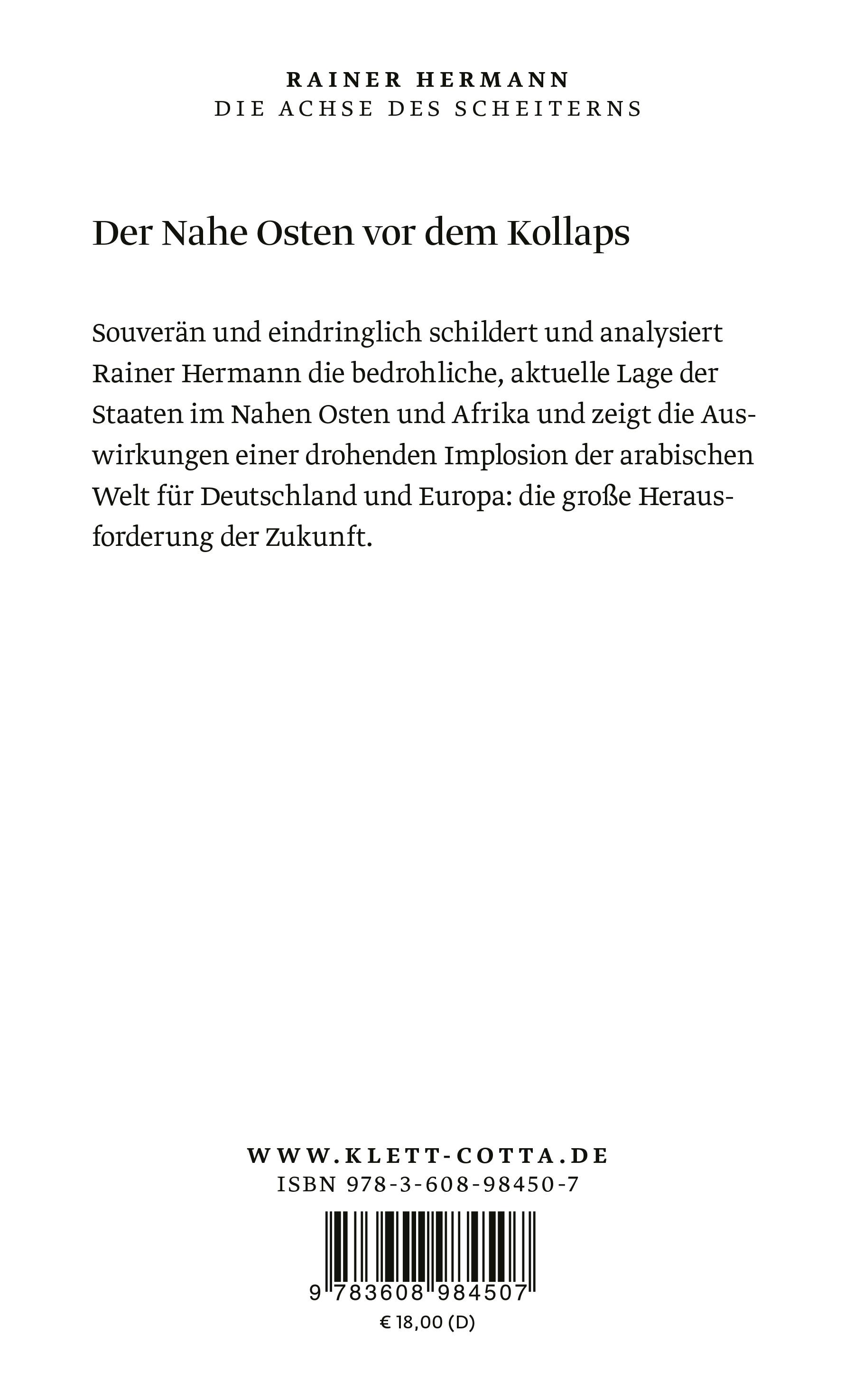 Rückseitencover Die Achse des Scheiterns