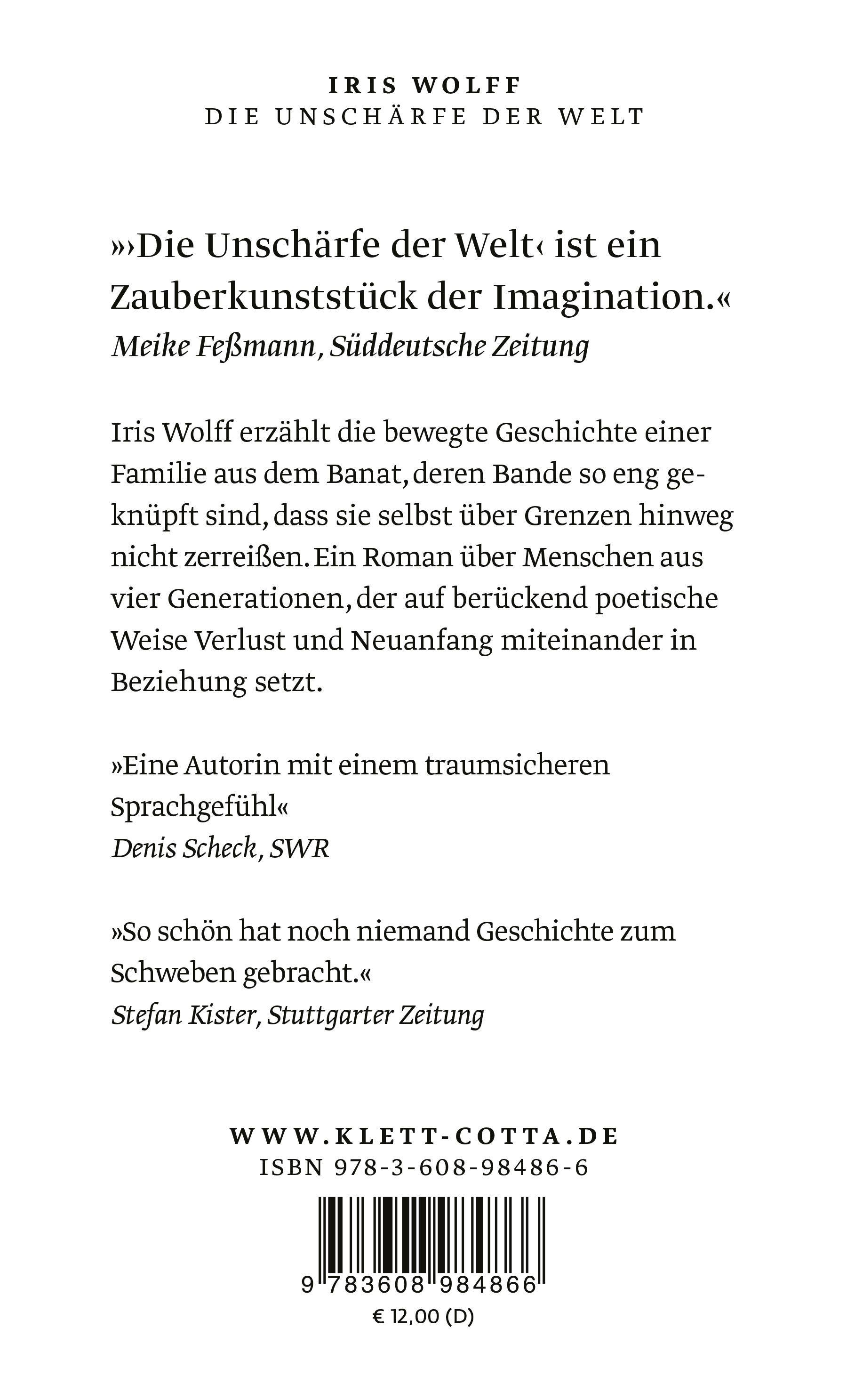 Rückseitencover Die Unschärfe der Welt