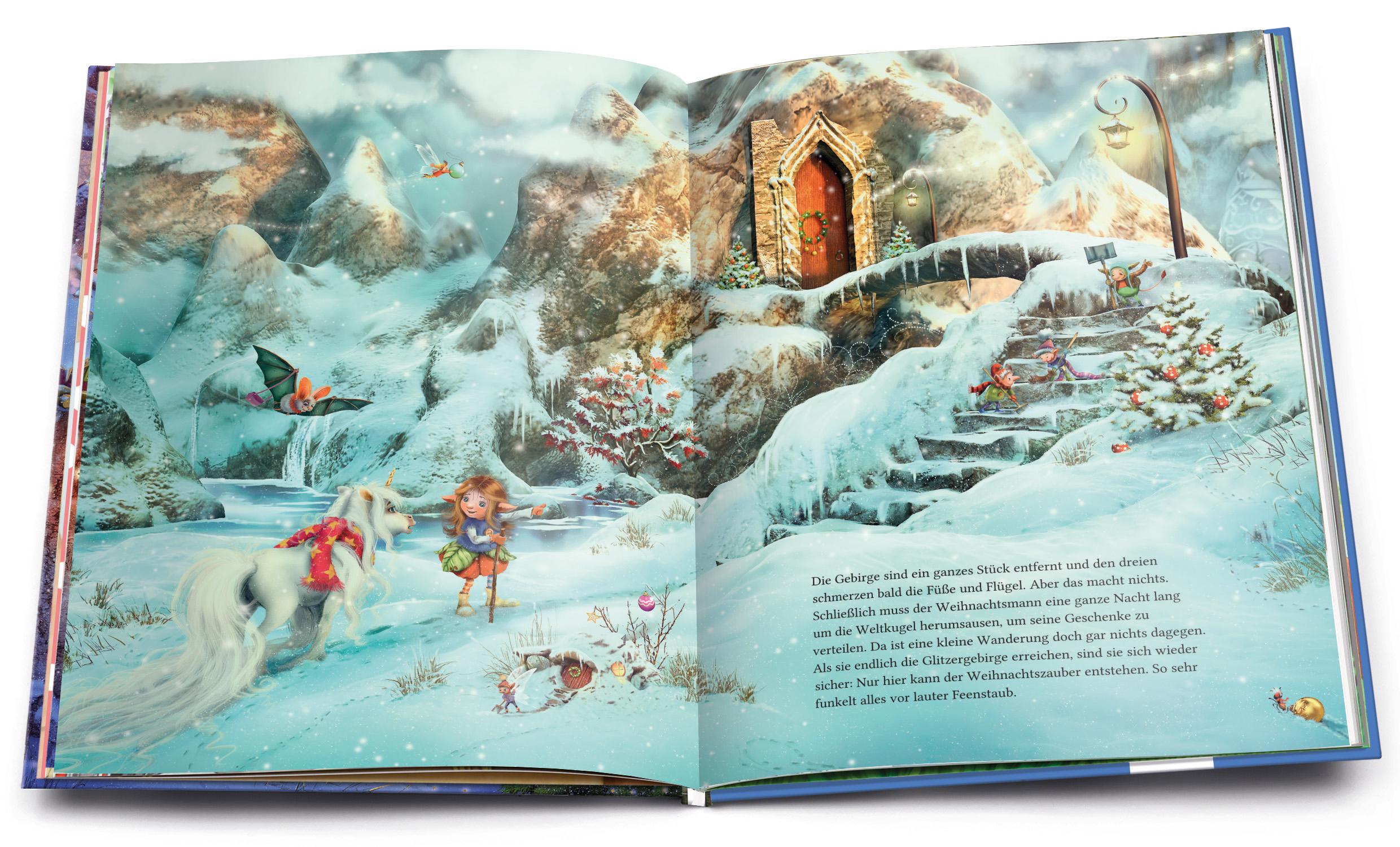 Beispielinhalt (Bild) Kleines Einhorn Funkelstern. Die Suche nach dem Weihnachtszauber