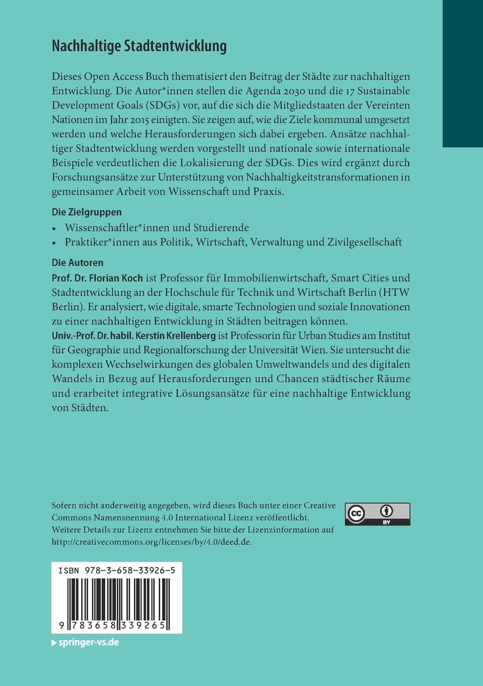 Rückseitencover Nachhaltige Stadtentwicklung
