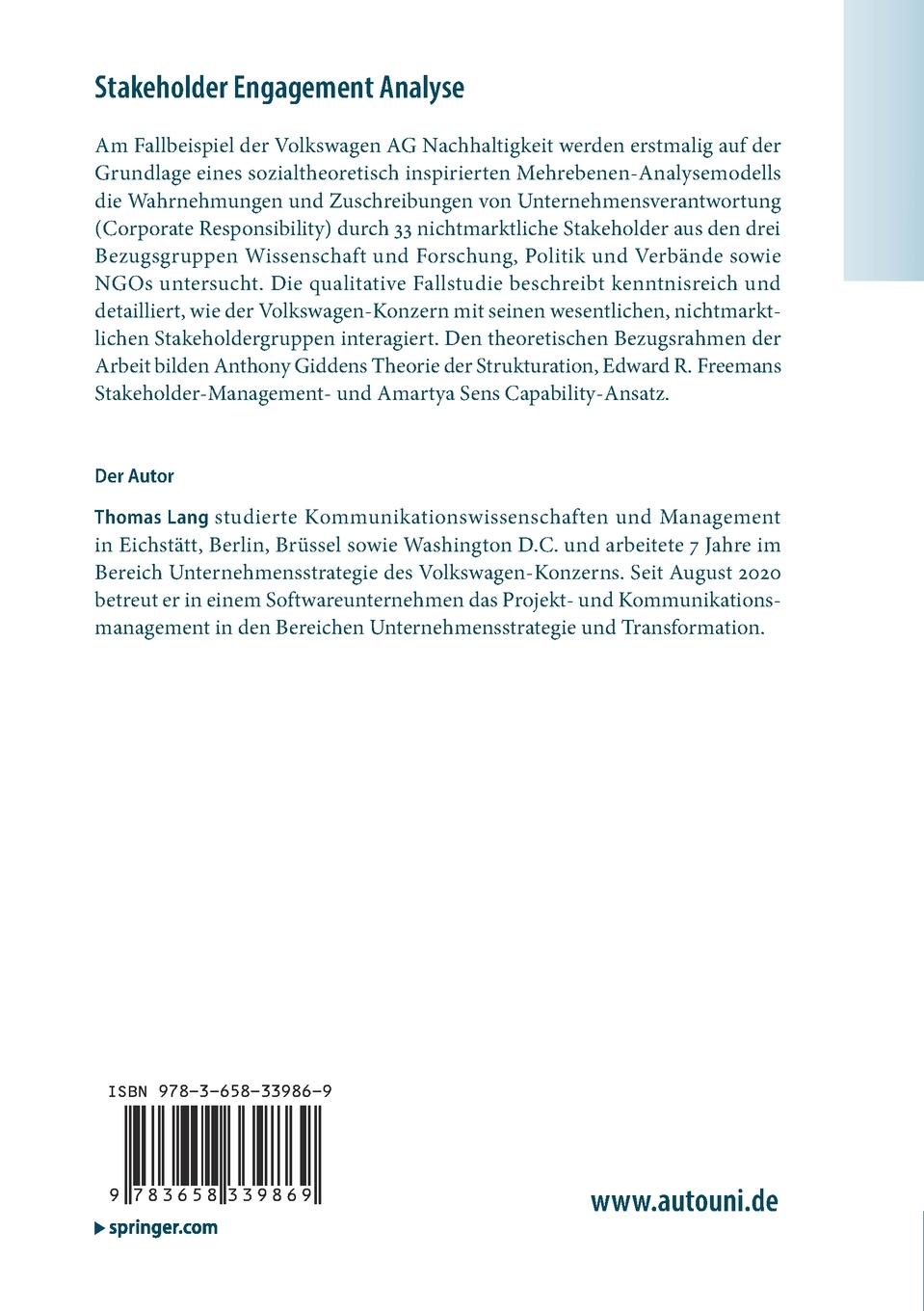 Rückseitencover Stakeholder Engagement Analyse