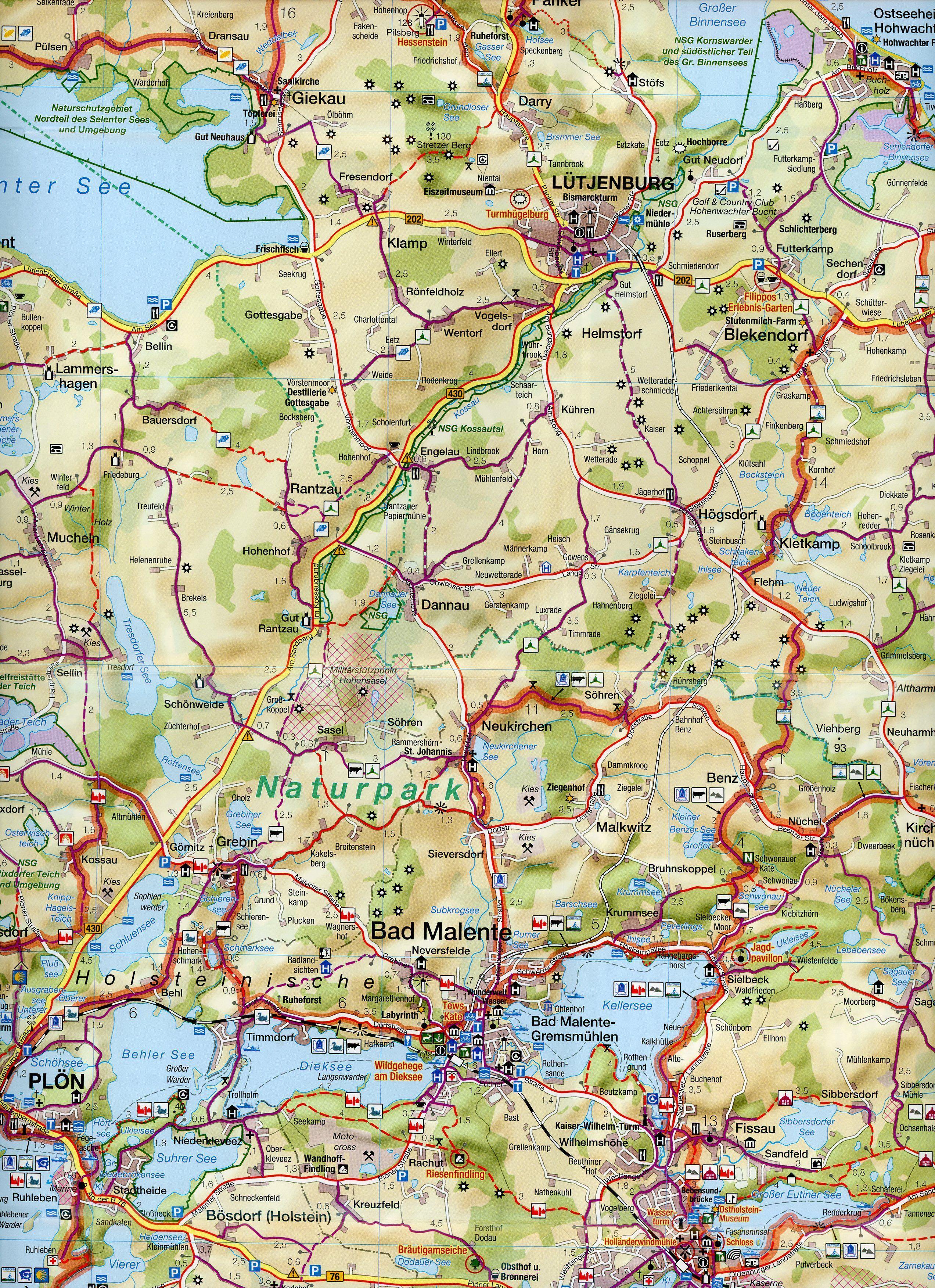 Beispielinhalt (Bild) Fahrradkarte Kiel, Eckernförde bis Hohwacht 1:75.000
