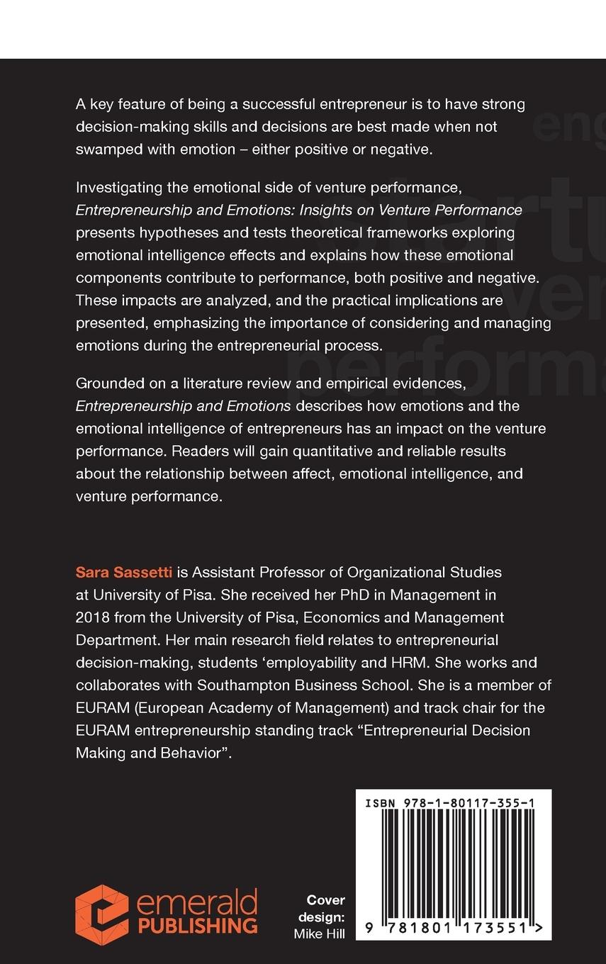 Rückseitencover Entrepreneurship and Emotions