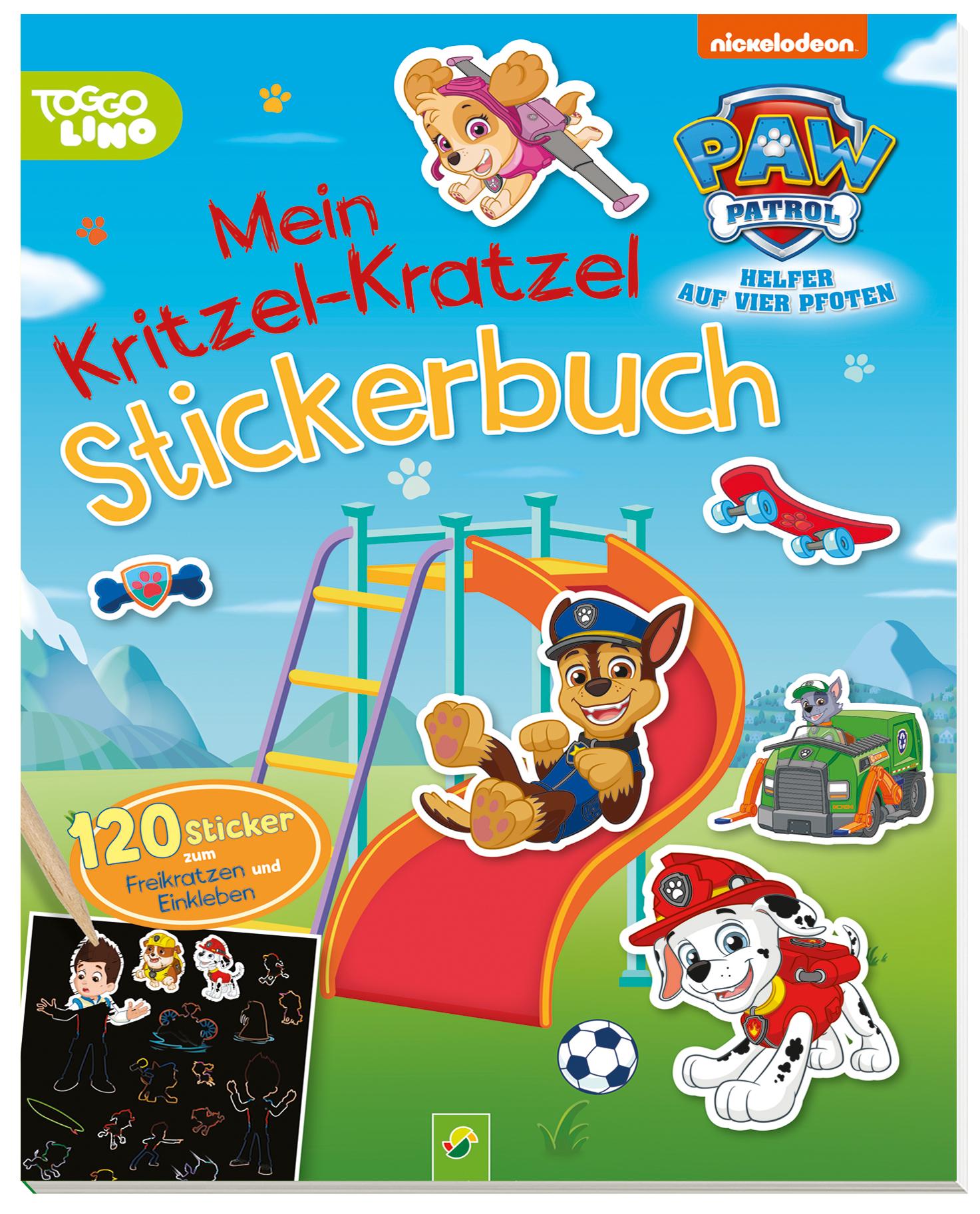 Vorderes Coverbild PAW Patrol Mein Kritzel-Kratzel Stickerbuch mit Bambus-Stick