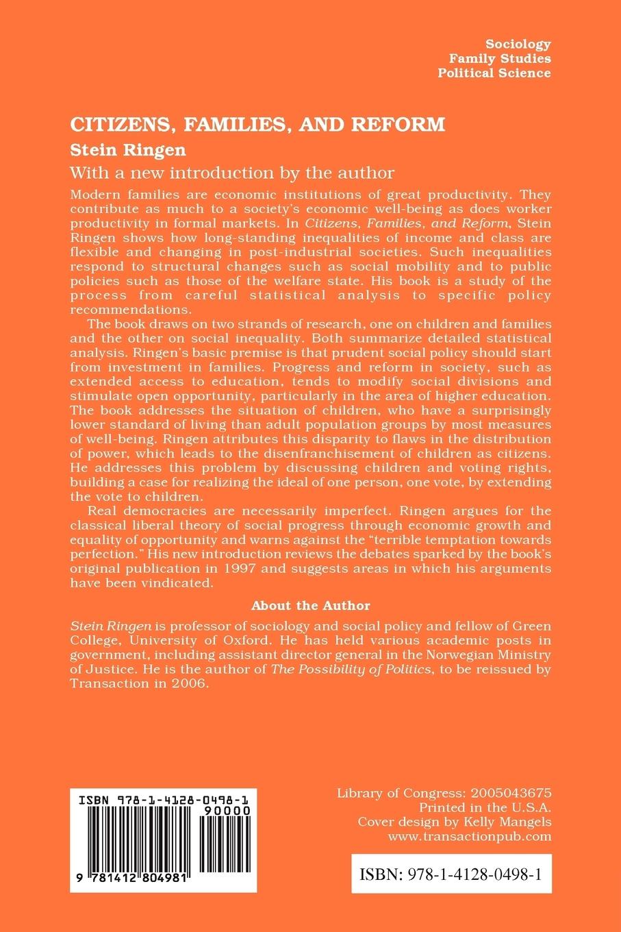 Rückseitencover Citizens, Families, and Reform