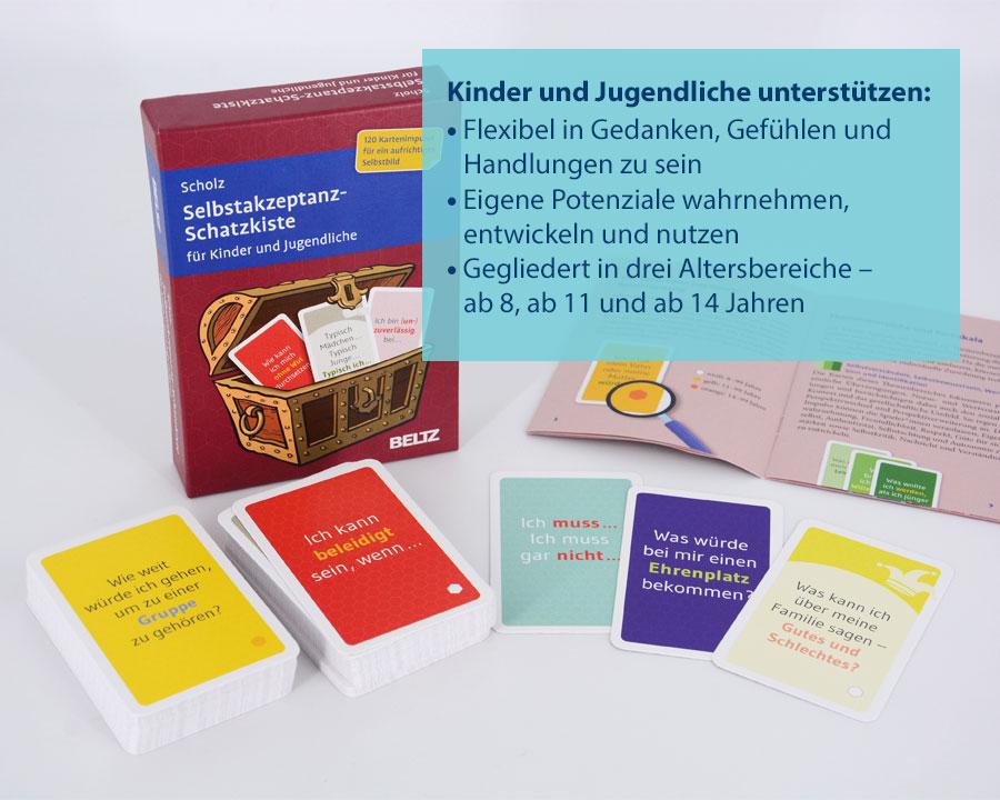 Beispielinhalt (Bild) Selbstakzeptanz-Schatzkiste für Kinder und Jugendliche
