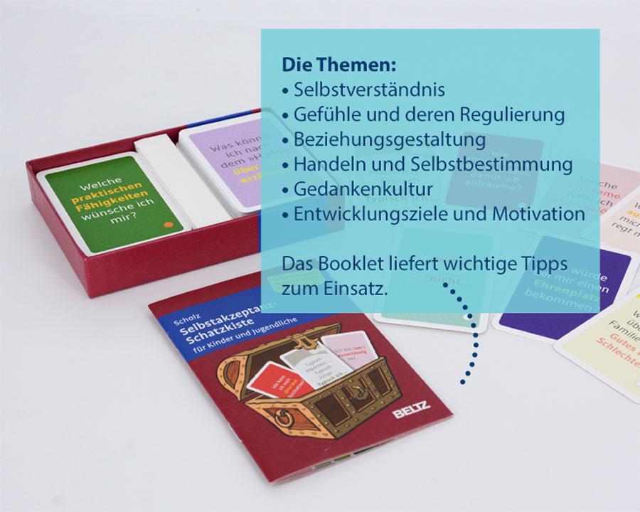 Beispielinhalt (Bild) Selbstakzeptanz-Schatzkiste für Kinder und Jugendliche