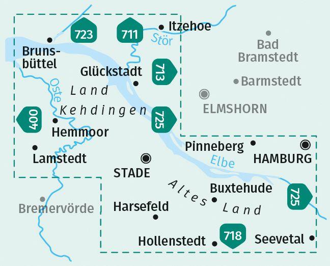 Beispielinhalt (Bild) KOMPASS Wanderkarte 726 Hamburg, Altes Land 1:50.000