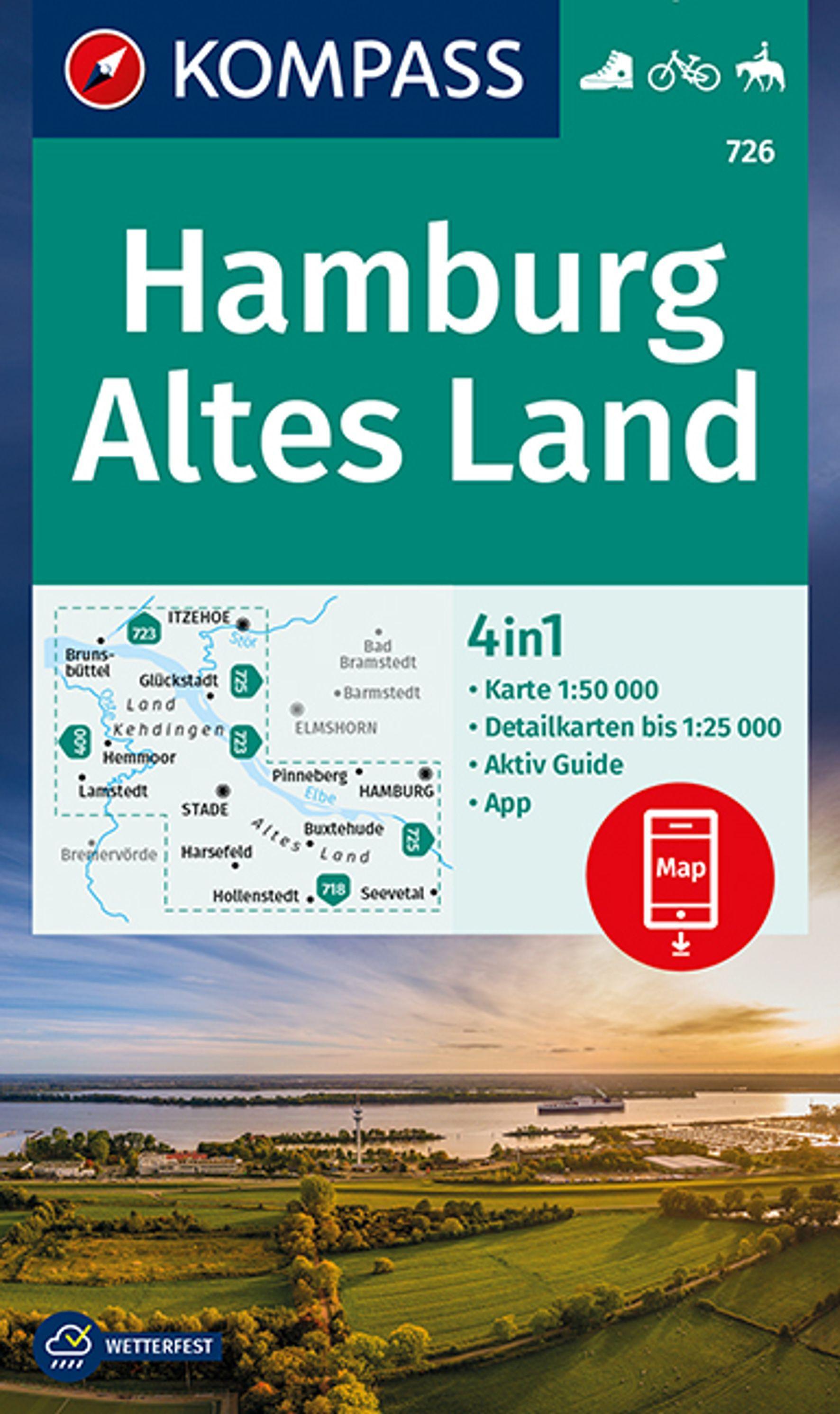 Vorderes Coverbild KOMPASS Wanderkarte 726 Hamburg, Altes Land 1:50.000