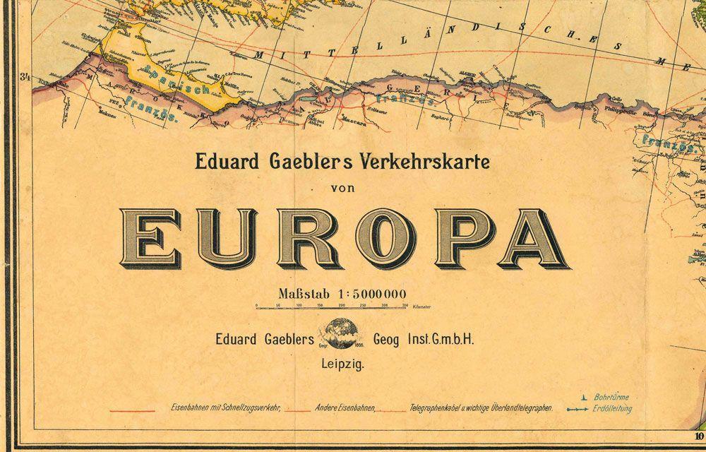 Beispielinhalt (Bild) Historische Verkehrskarte von EUROPA 1942 [gerollt]