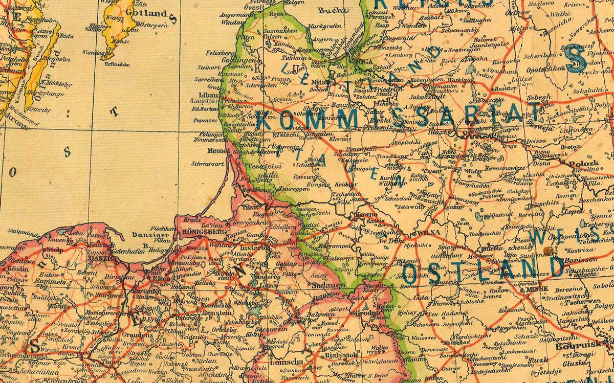 Beispielinhalt (Bild) Historische Verkehrskarte von EUROPA 1942 [gerollt]