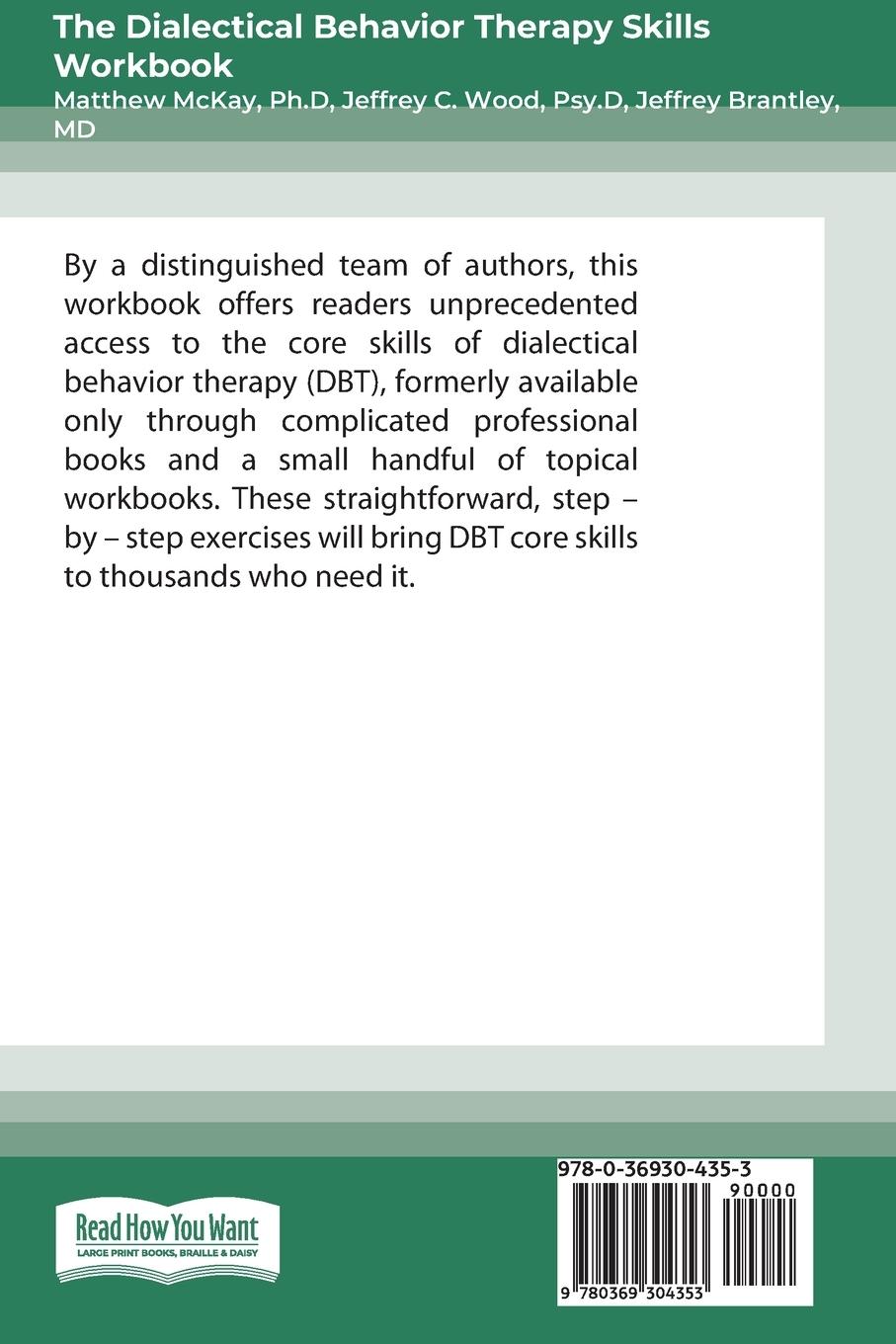 Rückseitencover The Dialectical Behavior Therapy Skills Workbook