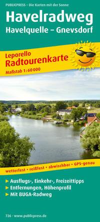 Vorderes Coverbild Radtourenkarte Havelradweg, Von der Quelle bis zur Mündung 1 : 60 000