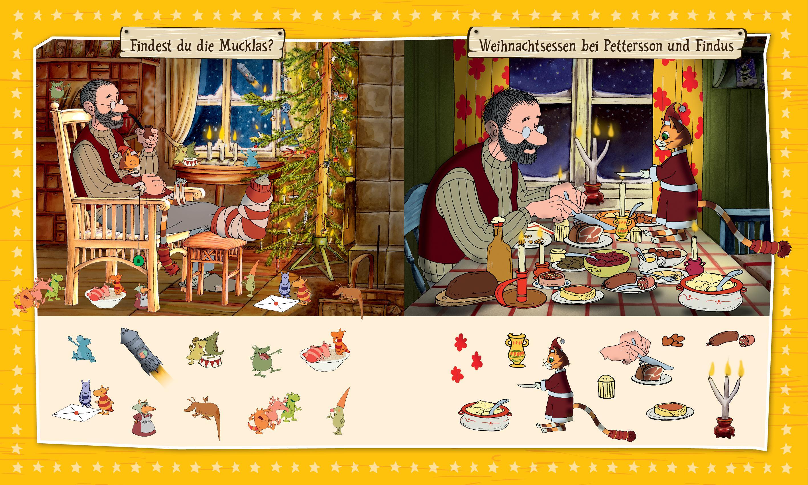 Beispielinhalt (Bild) Wimmeliges Weihnachtsfest mit Pettersson und Findus